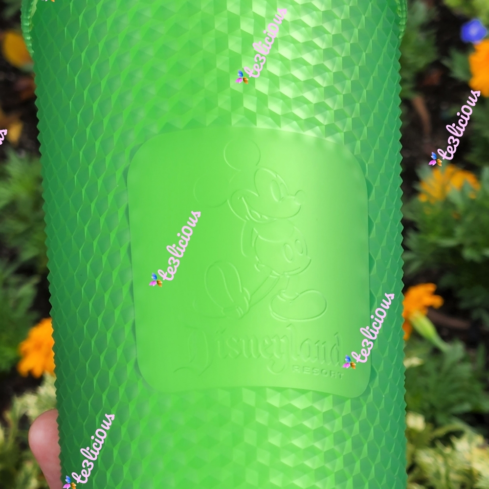 DISNEYLAND STARBUCKS NEON GREEN STUDDED TUMBLER - Picture 3 of 8